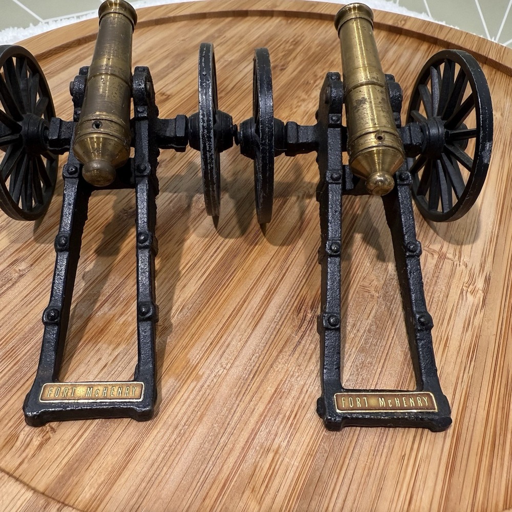 2 Fort McHenry Cast Iron Brass Miniature Replica Civil War Cannon 4"